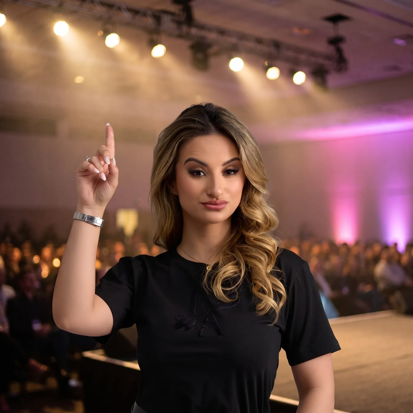 Jana on stage giving a keynote